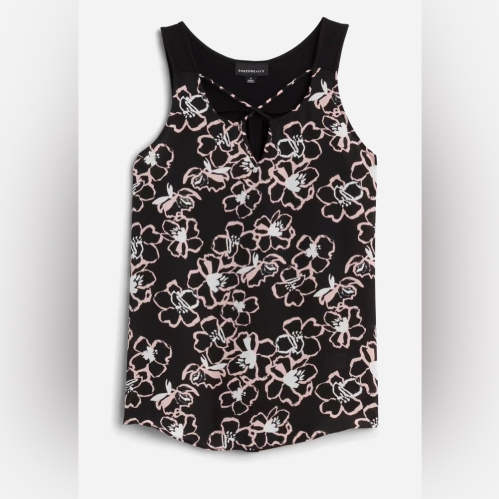 EUC. Fortune + Ivy Kason Split Neck Blouse